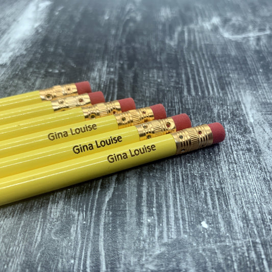 Personalized Engraved Yellow #2 Pencils
