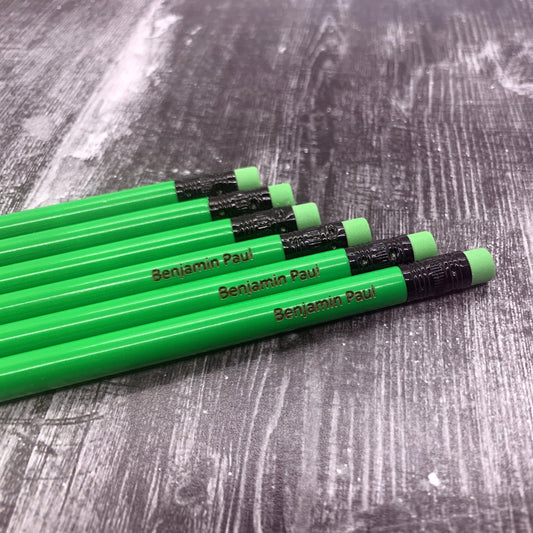 Personalized Engraved Neon Green #2 Pencils