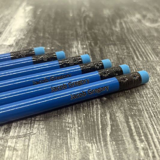 Personalized Engraved Neon Blue #2 Pencils