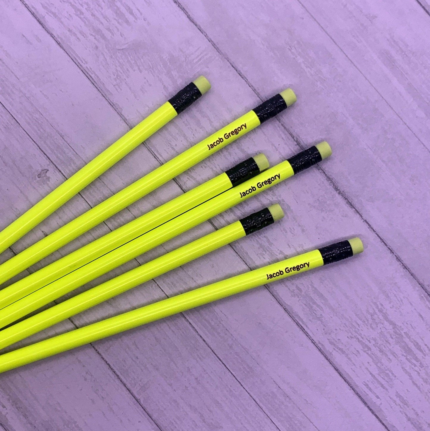 Personalized Engraved Neon Yellow #2 Pencils