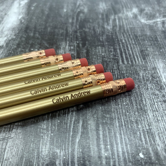 Personalized Engraved Gold #2 Pencils