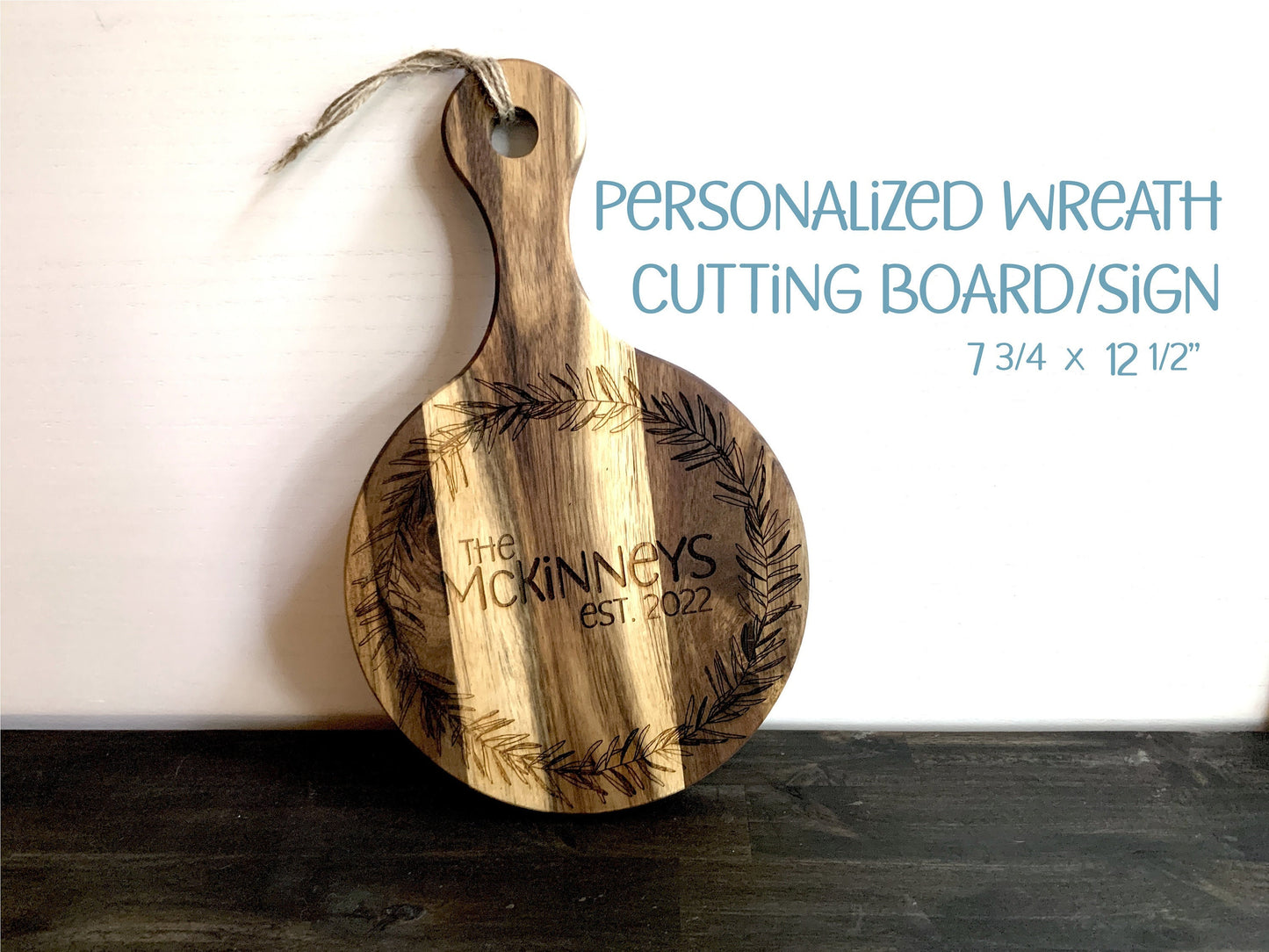 Round Custom Engraved Cheese Board Handle | Personalized Cutting Board | Wood Sign | Personalized Decor | Wedding Gift | Charcuterie Board