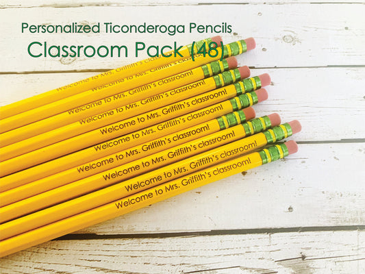 Personalized Pencils | Engraved Pencils | Back to School | 48 Pack Pencils | Ticonderoga Pencils | Teacher Pack | Classroom Pack | Bulk Pack