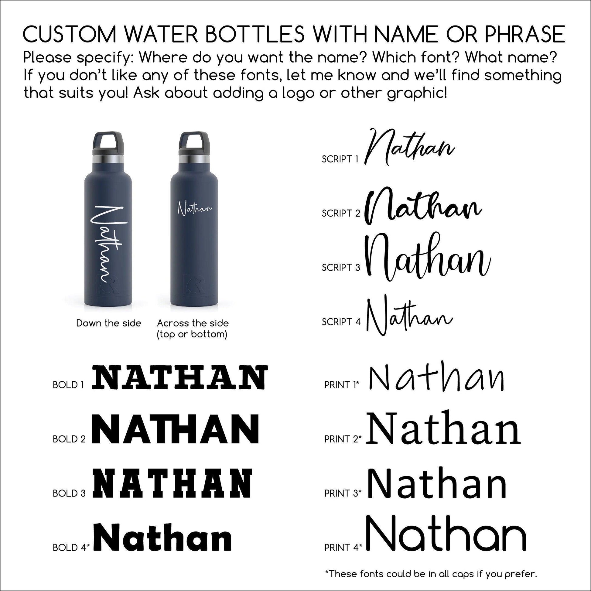 Personalized 16 oz RTIC Stainless Steel Water Bottles. – Whidden's