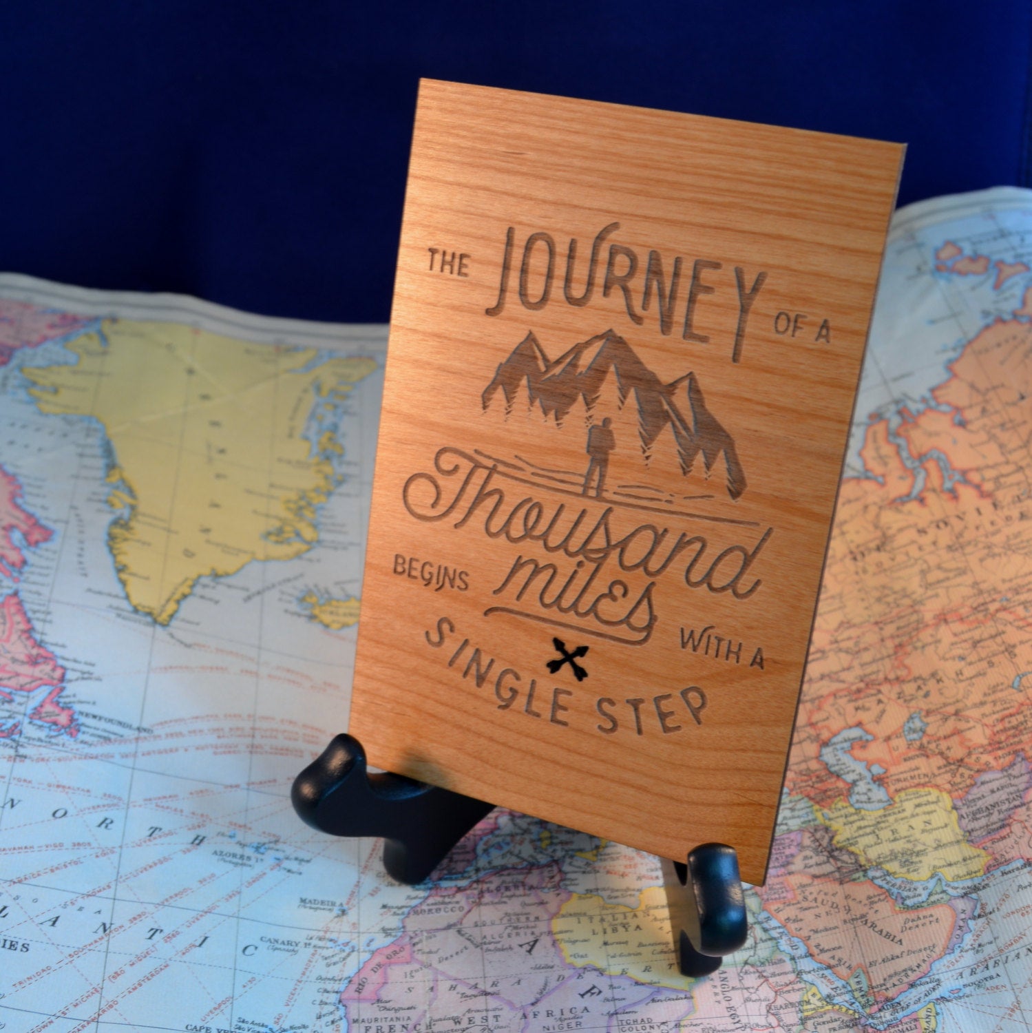 Journey Of A Thousand Miles - Engraved Wood Card - Whidden's Woodshop