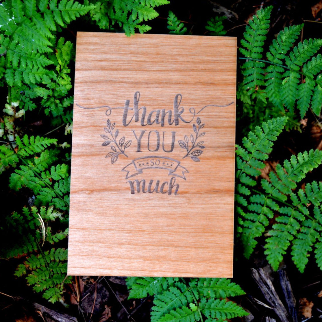 Thank You - Engraved Wood Card - Whidden's Woodshop